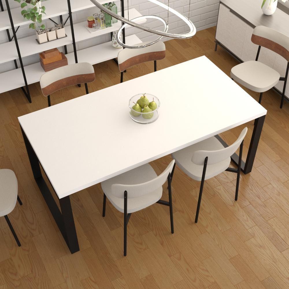 Mesa De Jantar Queens 180x90x77cm Qemj9180 Branco Tx - Est.preta Branco Tx/est.preta - 4