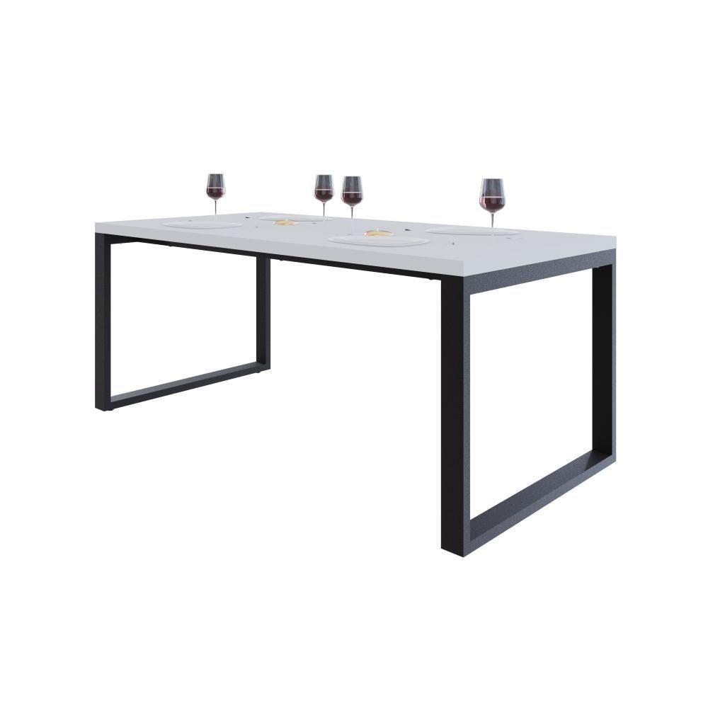 Mesa De Jantar Queens 180x90x77cm Qemj9180 Branco Tx - Est.preta Branco Tx/est.preta - 5