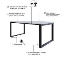 Mesa De Jantar Queens 180x90x77cm Qemj9180 Branco Tx - Est.preta Branco Tx/est.preta - 3