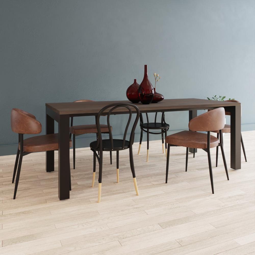 Mesa De Jantar Bronx U 200x90x77cm Brmj9200u Terracota - Est.preta Terracota/est.preta - 2