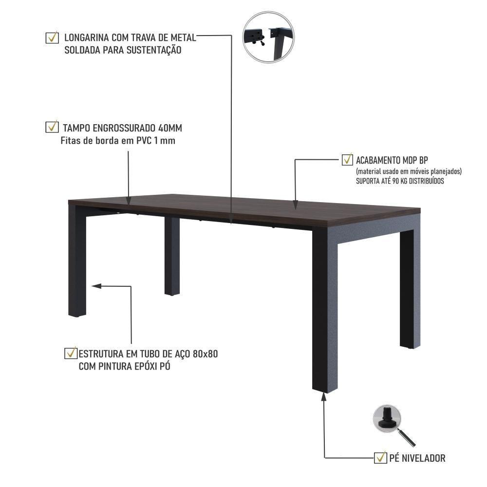 Mesa De Jantar Bronx U 200x90x77cm Brmj9200u Terracota - Est.preta Terracota/est.preta - 3