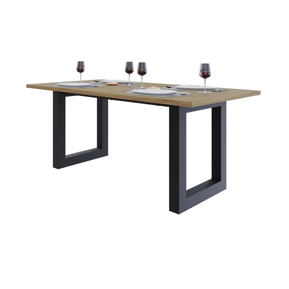 Mesa De Jantar Bronx R 180x90x77cm Brmj9180r Vermont Oak - Est.preta Vermont Oak/est.preta - 5