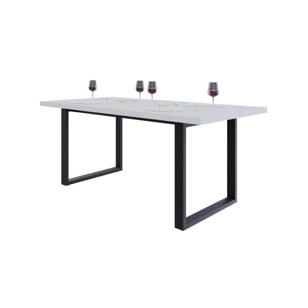 Mesa De Jantar Queens R 180x90x77cm Qemj9180r Branco Tx - Est.preta Branco Tx/est.preta - 6