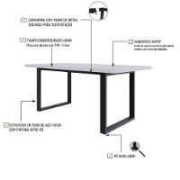 Mesa De Jantar Queens R 180x90x77cm Qemj9180r Branco Tx - Est.preta Branco Tx/est.preta