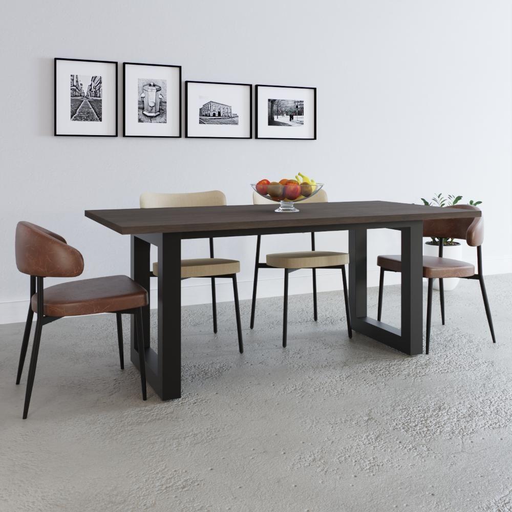 Mesa De Jantar Bronx R 180x90x77cm Brmj9180r Terracota - Est.preta Terracota/est.preta - 2