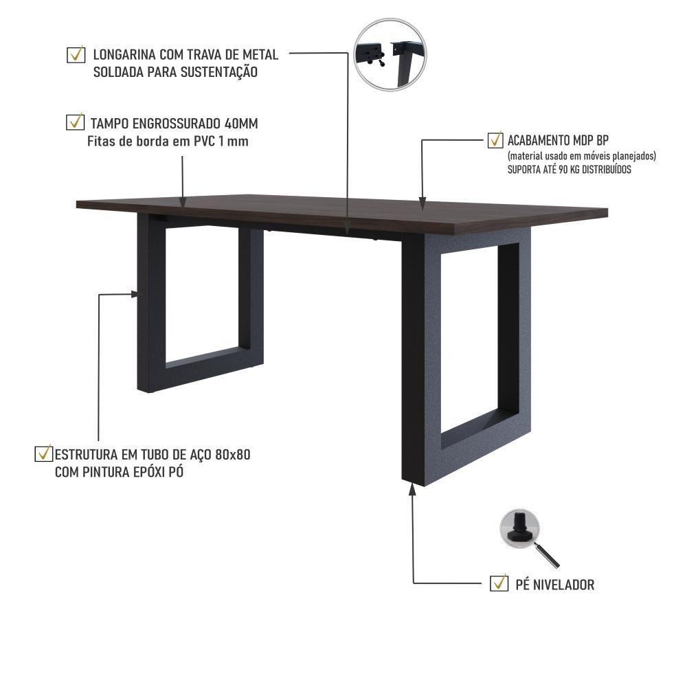 Mesa De Jantar Bronx R 180x90x77cm Brmj9180r Terracota - Est.preta Terracota/est.preta - 3
