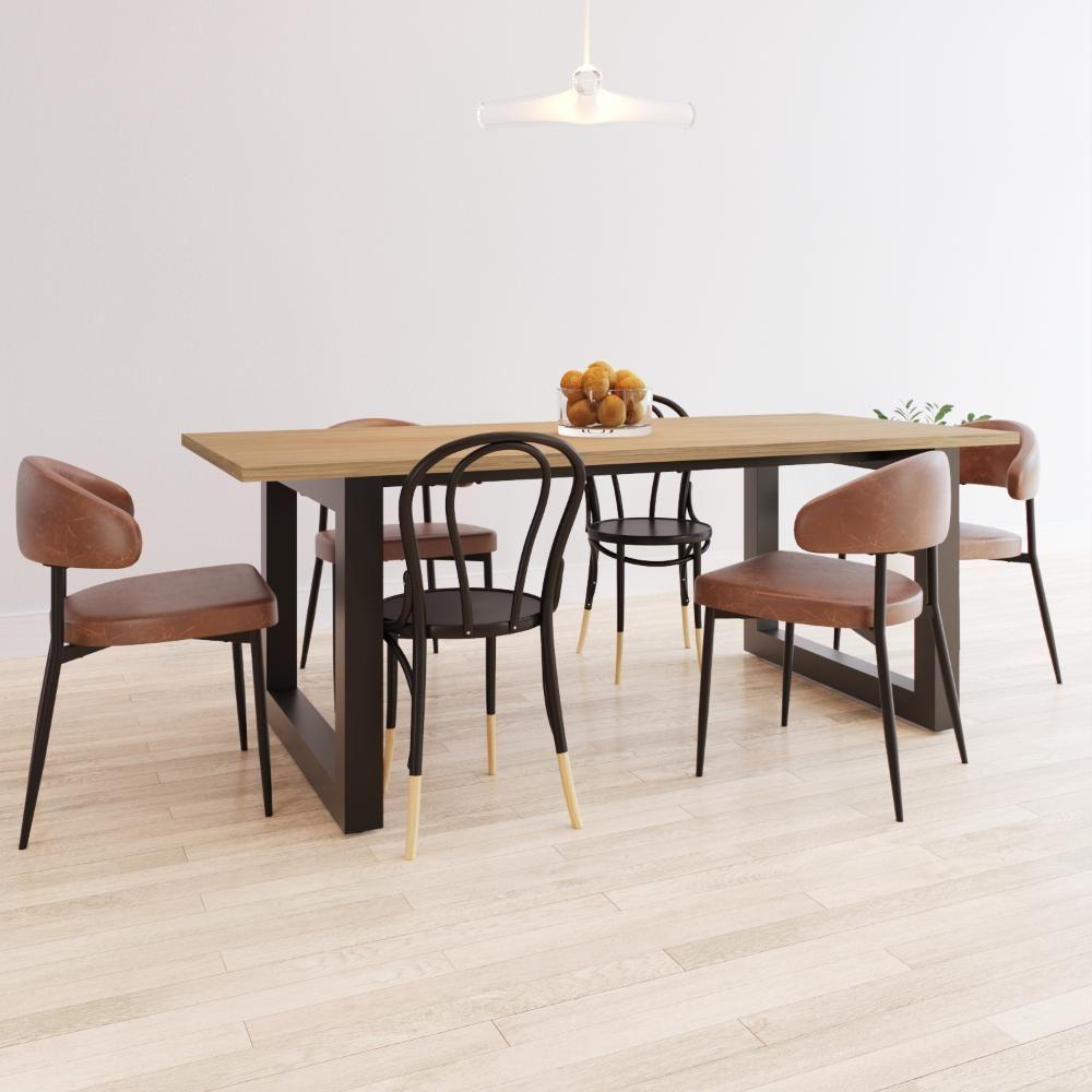 Mesa De Jantar Bronx R 200x90x77cm Brmj9200r Vermont Oak - Est.preta Vermont Oak/est.preta - 2
