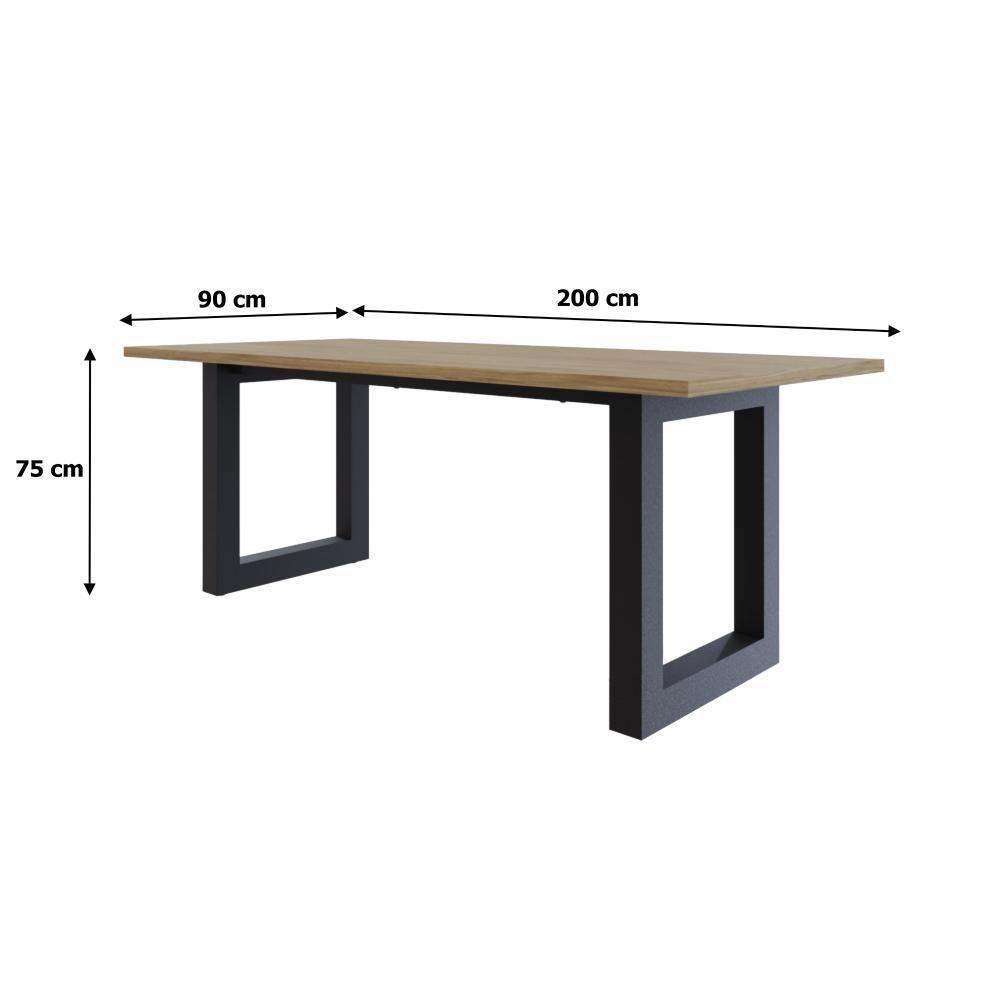 Mesa De Jantar Bronx R 200x90x77cm Brmj9200r Vermont Oak - Est.preta Vermont Oak/est.preta - 6