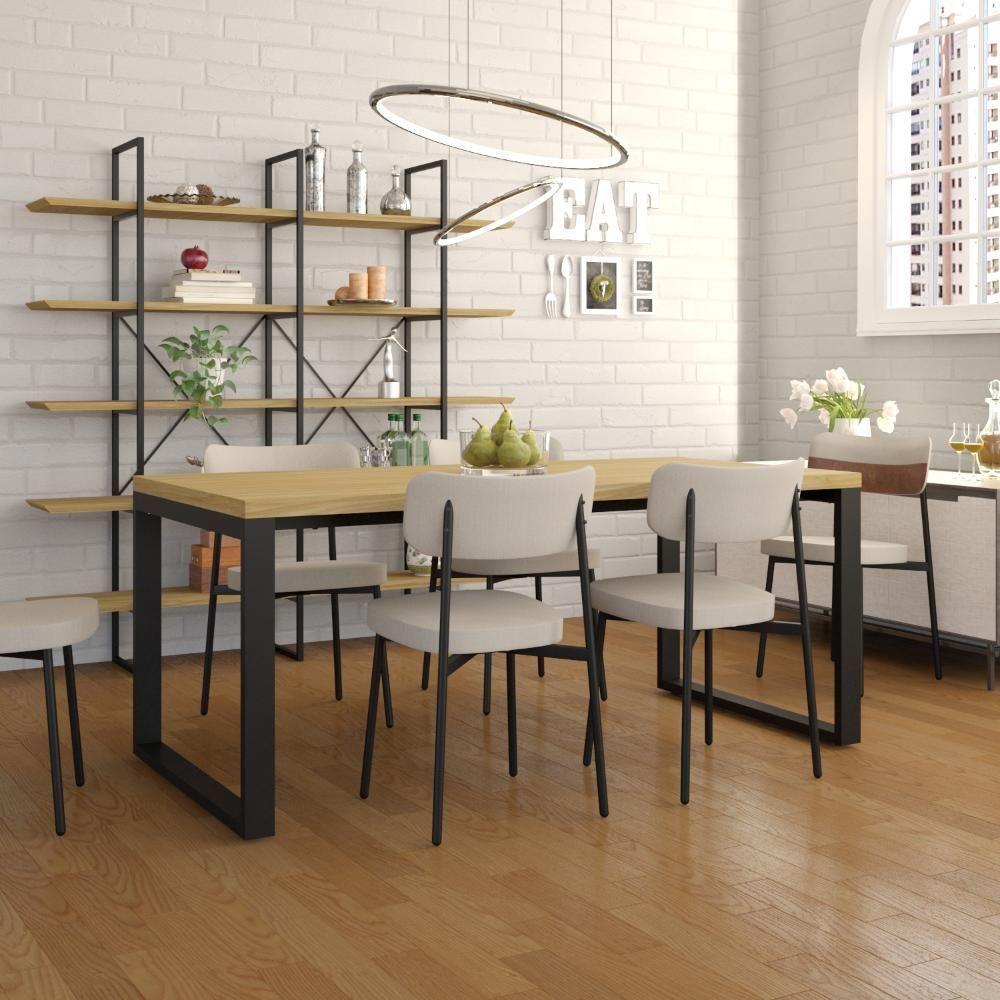 Mesa De Jantar Queens 180x90x77cm Qemj9180 Vermont Oak - Est.preta Vermont Oak/est.preta - 2