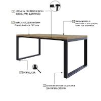 Mesa De Jantar Queens 180x90x77cm Qemj9180 Vermont Oak - Est.preta Vermont Oak/est.preta - 3