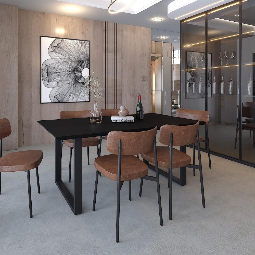 Mesa De Jantar Queens Rg2 180x90x77cm Qemj9180rg2 Preto Tx - Est.preta Preto Tx/est.preta - 2