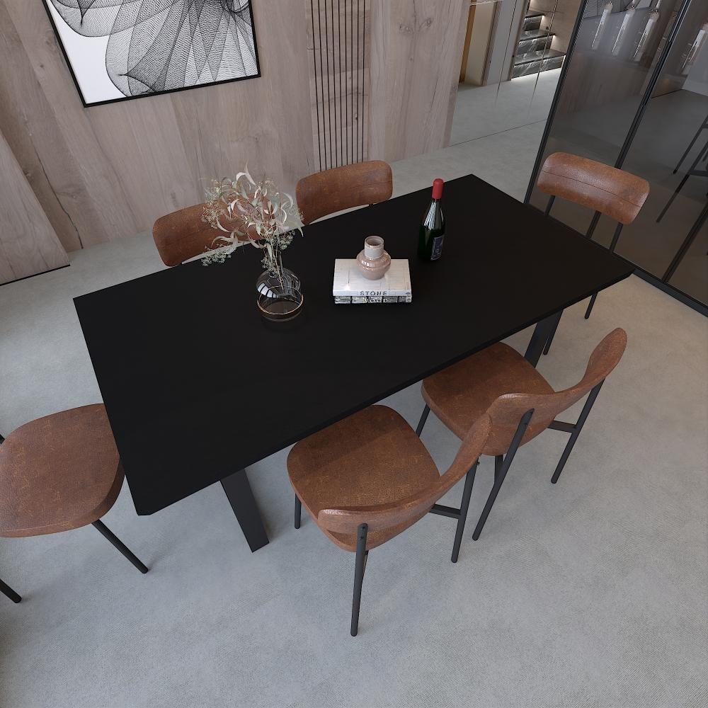 Mesa De Jantar Queens Rg2 180x90x77cm Qemj9180rg2 Preto Tx - Est.preta Preto Tx/est.preta - 4