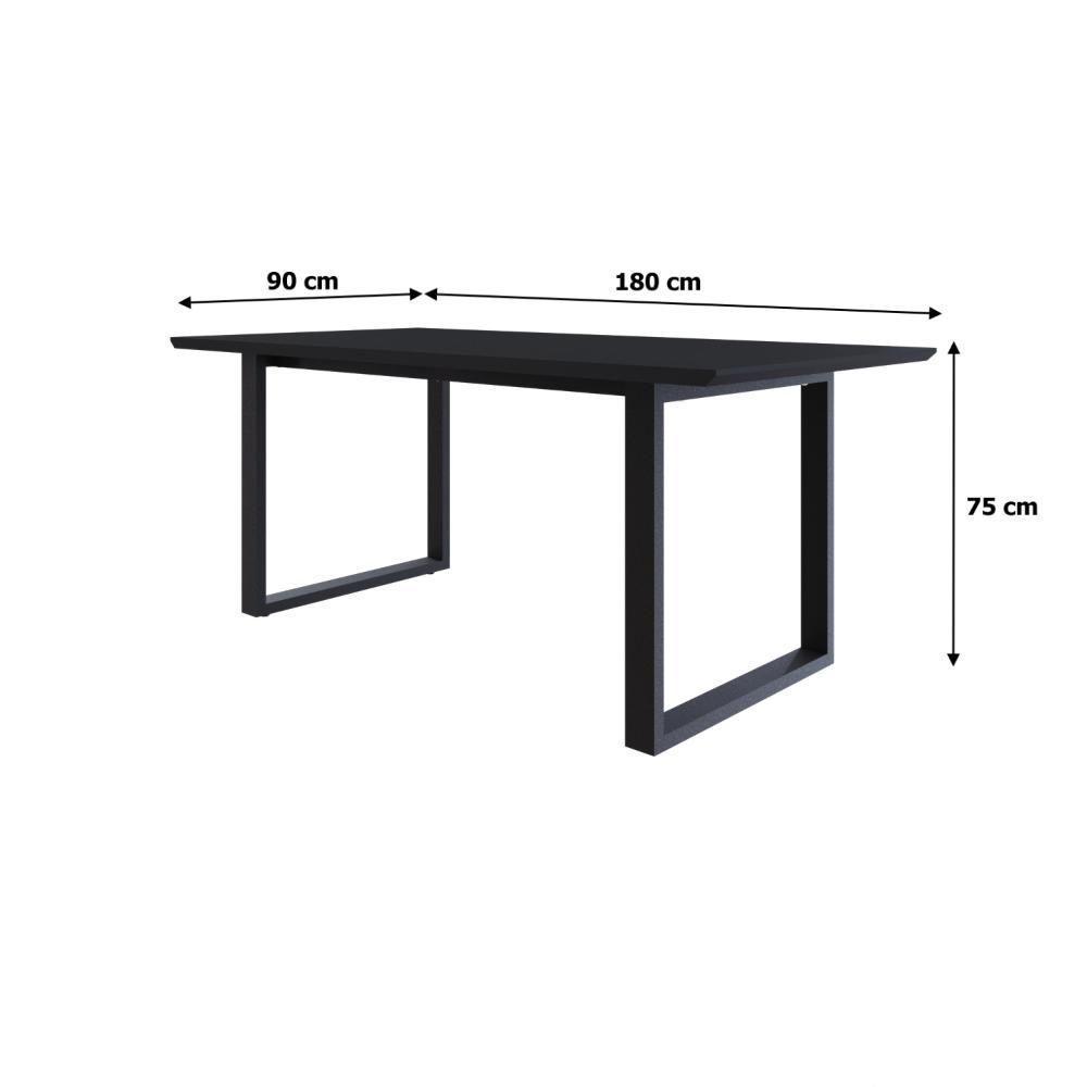 Mesa De Jantar Queens Rg2 180x90x77cm Qemj9180rg2 Preto Tx - Est.preta Preto Tx/est.preta - 6