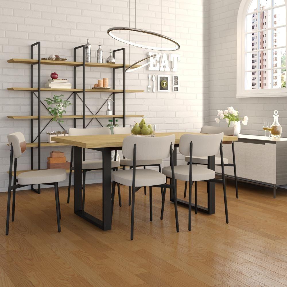 Mesa De Jantar Queens R 160x90x77cm Qemj9160r Vermont Oak - Est.preta Vermont Oak/est.preta - 2