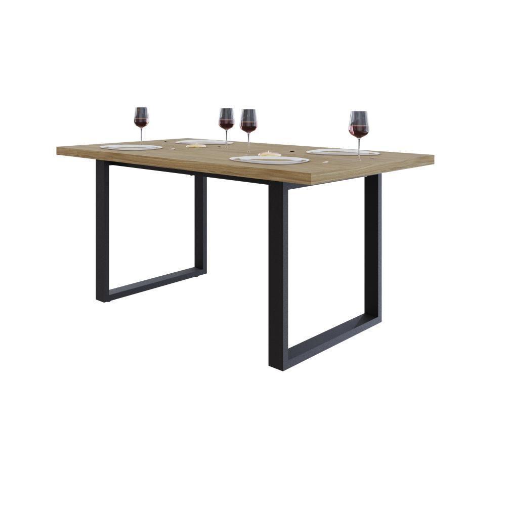 Mesa De Jantar Queens R 160x90x77cm Qemj9160r Vermont Oak - Est.preta Vermont Oak/est.preta - 5