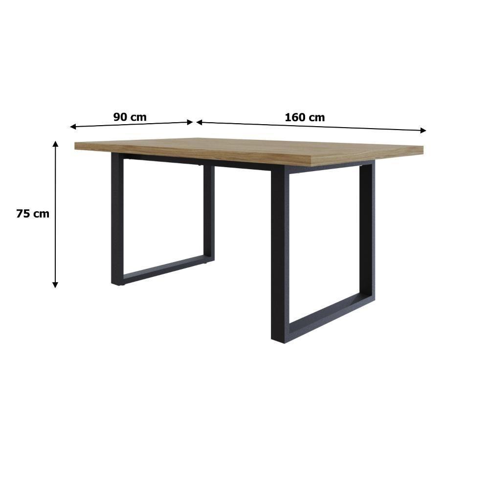Mesa De Jantar Queens R 160x90x77cm Qemj9160r Vermont Oak - Est.preta Vermont Oak/est.preta - 6