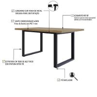 Mesa De Jantar Queens R 160x90x77cm Qemj9160r Vermont Oak - Est.preta Vermont Oak/est.preta - 3