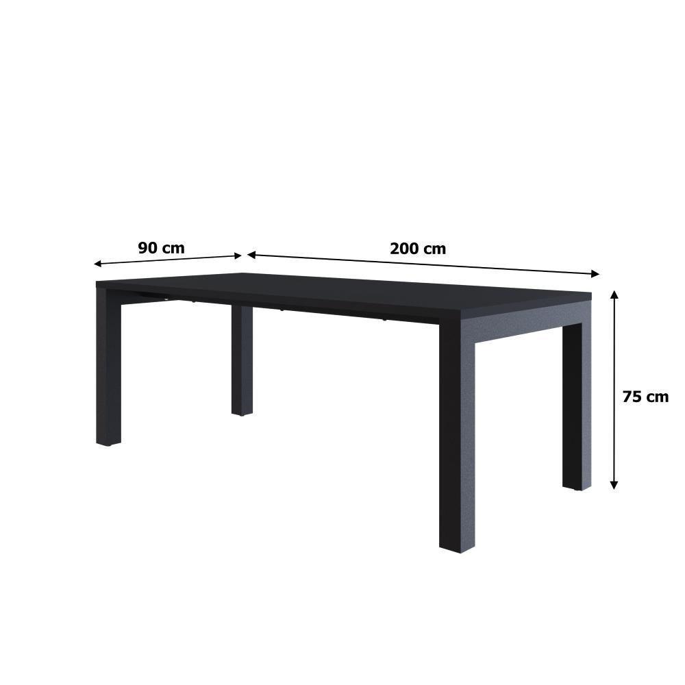 Mesa De Jantar Bronx U 200x90x77cm Brmj9200u Preto Tx - Est.preta Preto Tx/est.preta - 6