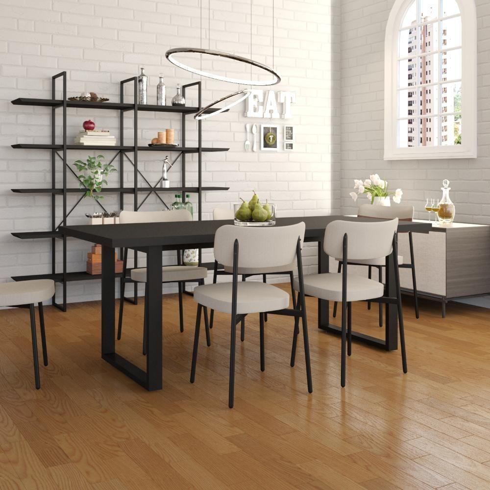 Mesa De Jantar Queens R 200x90x77cm Qemj9200r Preto Tx - Est.preta Preto Tx/est.preta - 2