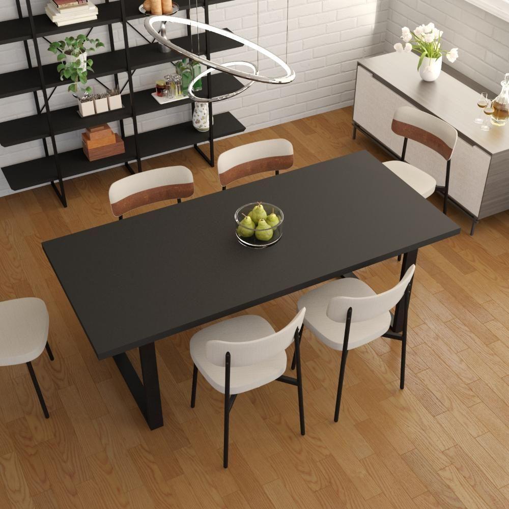 Mesa De Jantar Queens R 200x90x77cm Qemj9200r Preto Tx - Est.preta Preto Tx/est.preta - 4