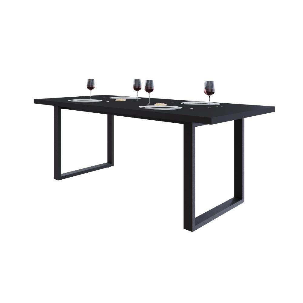 Mesa De Jantar Queens R 200x90x77cm Qemj9200r Preto Tx - Est.preta Preto Tx/est.preta - 5
