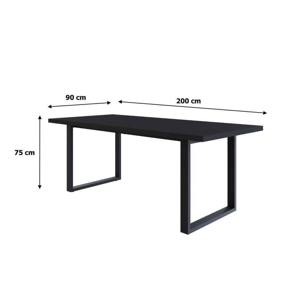 Mesa De Jantar Queens R 200x90x77cm Qemj9200r Preto Tx - Est.preta Preto Tx/est.preta - 6
