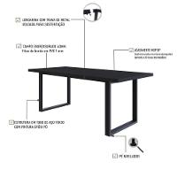 Mesa De Jantar Queens R 200x90x77cm Qemj9200r Preto Tx - Est.preta Preto Tx/est.preta - 3