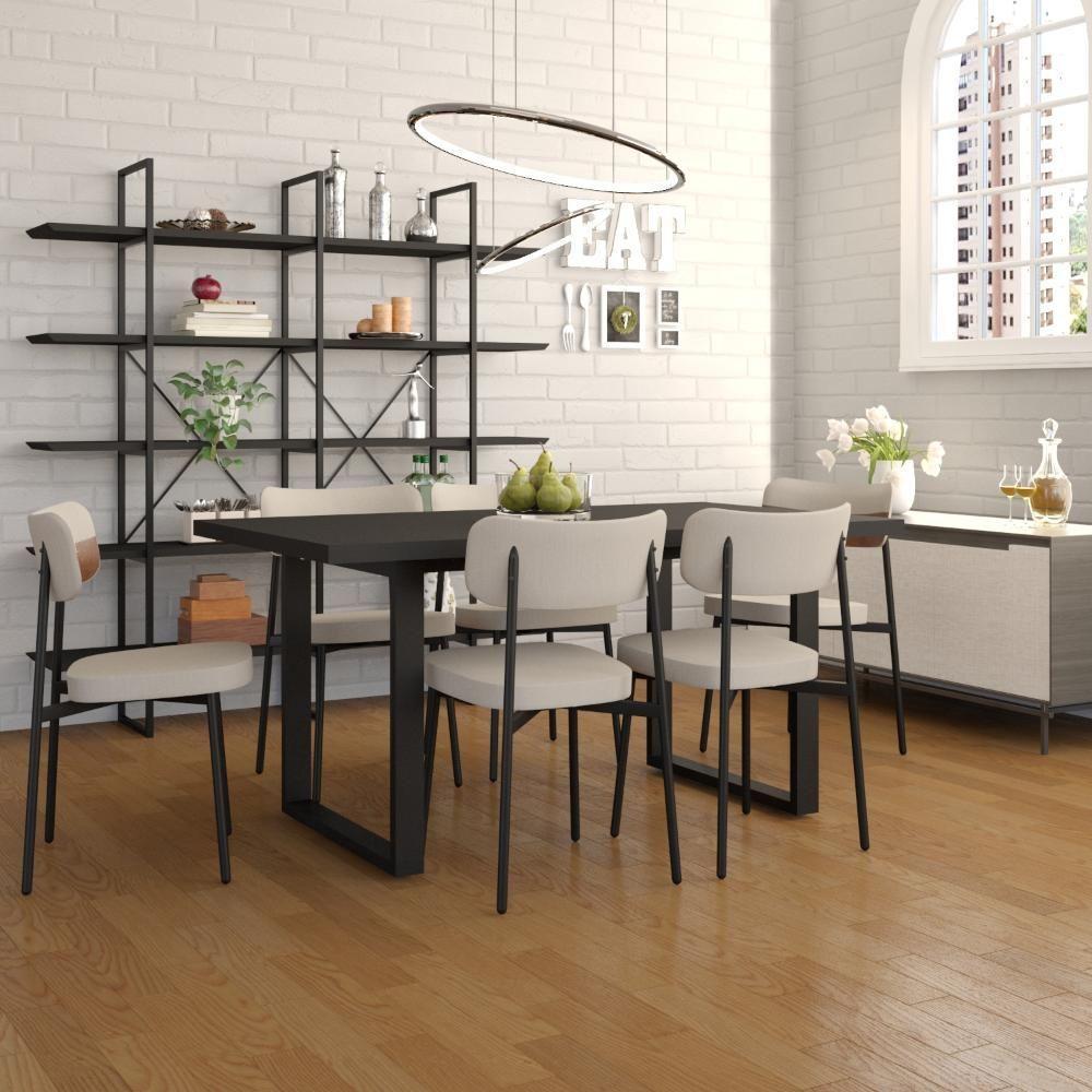 Mesa De Jantar Queens R 160x90x77cm Qemj9160r Preto Tx - Est.preta Preto Tx/est.preta - 2