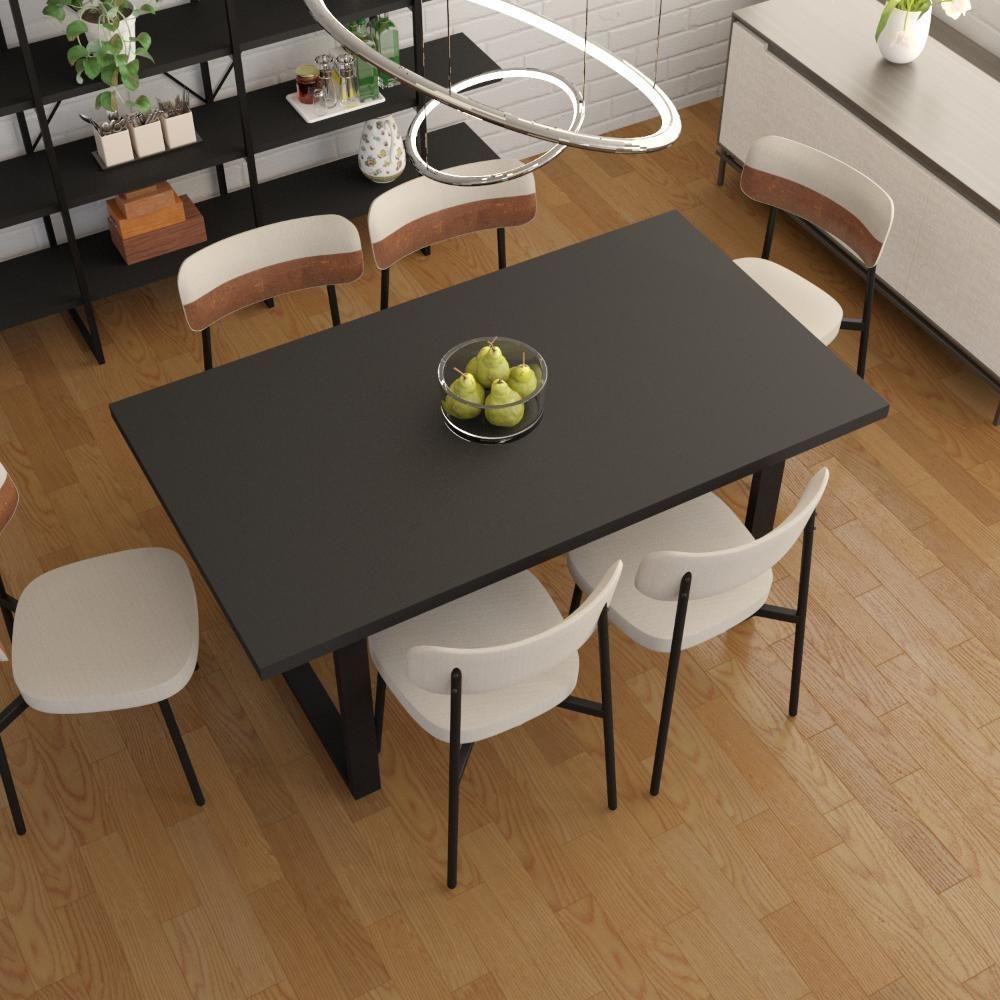 Mesa De Jantar Queens R 160x90x77cm Qemj9160r Preto Tx - Est.preta Preto Tx/est.preta - 4