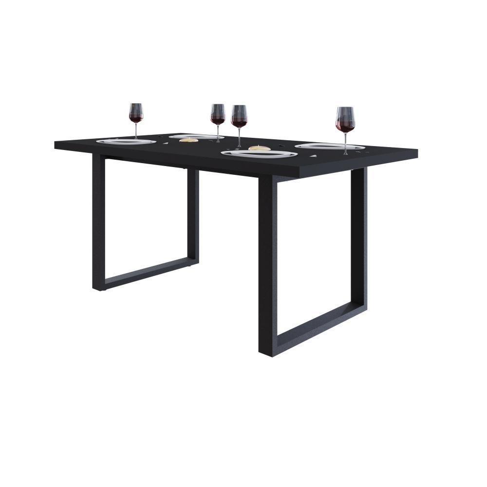 Mesa De Jantar Queens R 160x90x77cm Qemj9160r Preto Tx - Est.preta Preto Tx/est.preta - 5
