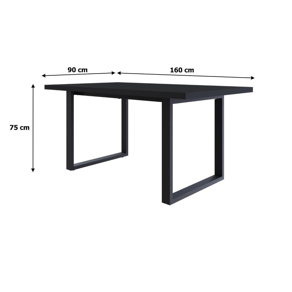 Mesa De Jantar Queens R 160x90x77cm Qemj9160r Preto Tx - Est.preta Preto Tx/est.preta - 6