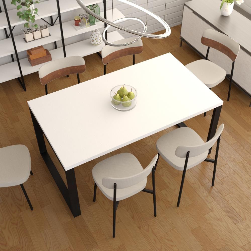 Mesa De Jantar Queens 160x90x77cm Qemj9160 Branco Tx - Est.preta Branco Tx/est.preta - 4