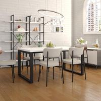 Mesa De Jantar Queens 160x90x77cm Qemj9160 Branco Tx - Est.preta Branco Tx/est.preta - 2