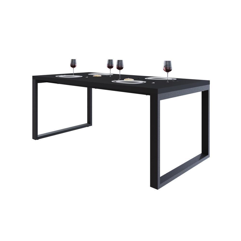 Mesa De Jantar Queens 180x90x77cm Qemj9180 Preto Tx - Est.preta Preto Tx/est.preta - 5