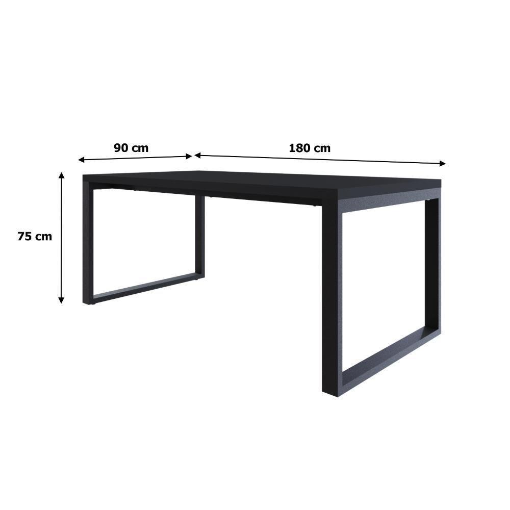 Mesa De Jantar Queens 180x90x77cm Qemj9180 Preto Tx - Est.preta Preto Tx/est.preta - 6