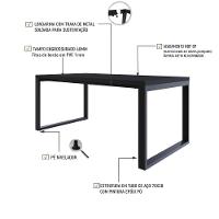 Mesa De Jantar Queens 180x90x77cm Qemj9180 Preto Tx - Est.preta Preto Tx/est.preta - 3