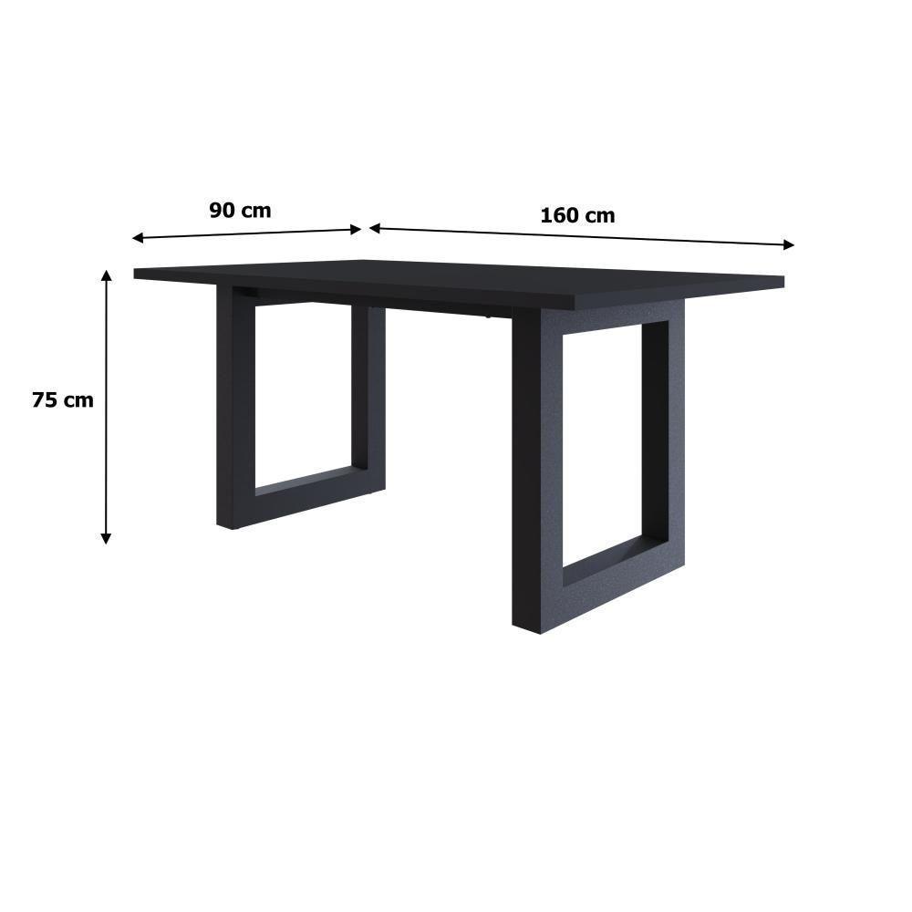 Mesa De Jantar Bronx R 160x90x77cm Brmj9160r Preto Tx - Est.preta Preto Tx/est.preta - 6