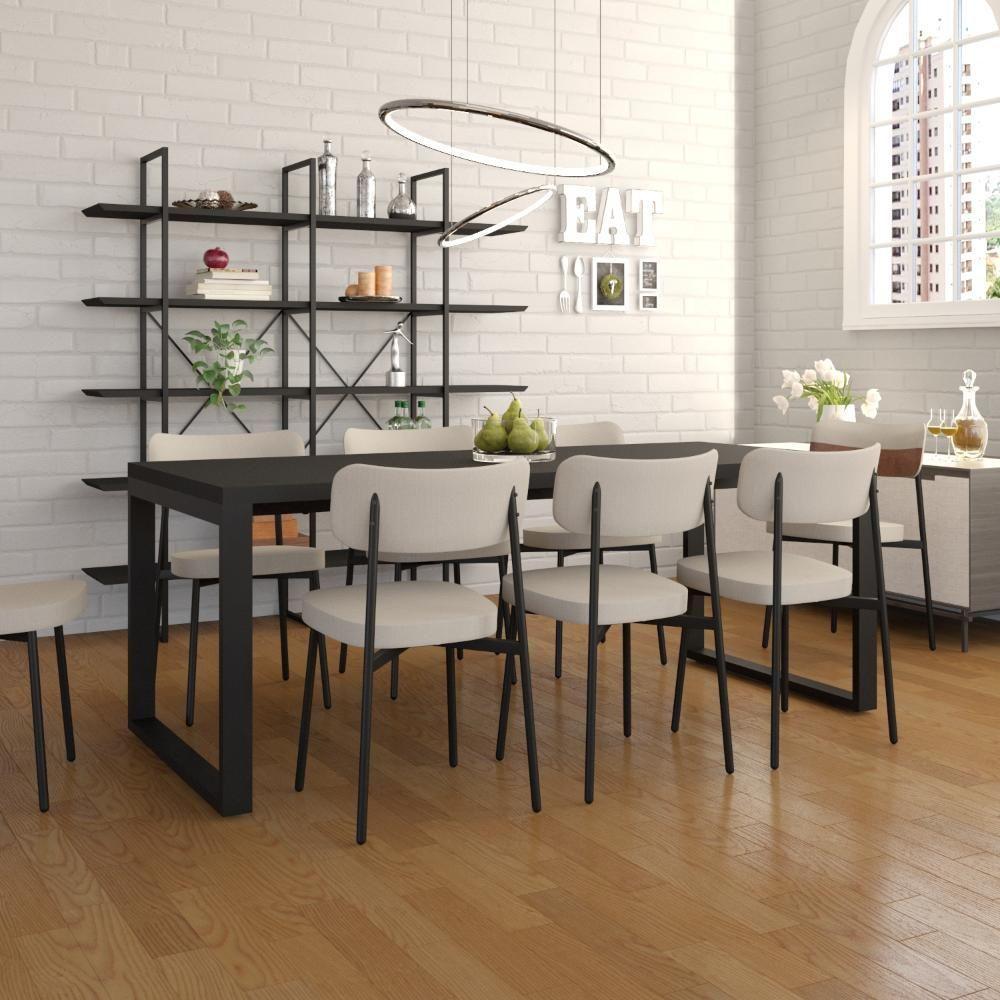 Mesa De Jantar Queens 200x90x77cm Qemj9200 Preto Tx - Est.preta Preto Tx/est.preta - 2