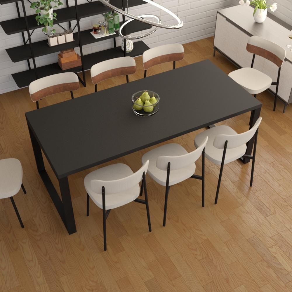 Mesa De Jantar Queens 200x90x77cm Qemj9200 Preto Tx - Est.preta Preto Tx/est.preta - 4