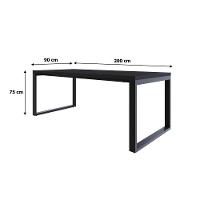 Mesa De Jantar Queens 200x90x77cm Qemj9200 Preto Tx - Est.preta Preto Tx/est.preta - 6