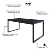 Mesa De Jantar Yon 180 X 90 X 76 Cm Preto Tx/est.preta Preto Tx/est.preta - 3