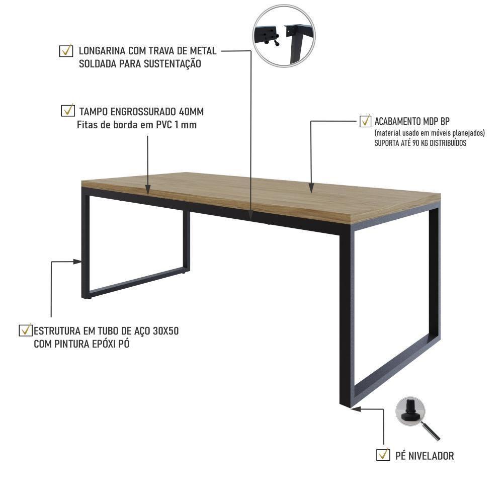 Mesa De Jantar Yon 200 X 90 X 76 Cm Vermont Oak/est.preta Vermont Oak/est.preta - 3