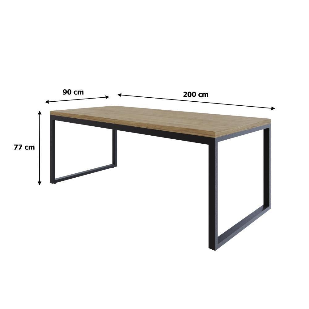 Mesa De Jantar Yon 200 X 90 X 76 Cm Vermont Oak/est.preta Vermont Oak/est.preta - 6