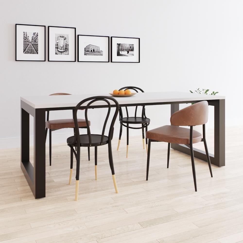 Mesa De Jantar Bronx 200x90x77cm Brmj9200 Branco Tx - Est.preta Branco Tx/est.preta - 2