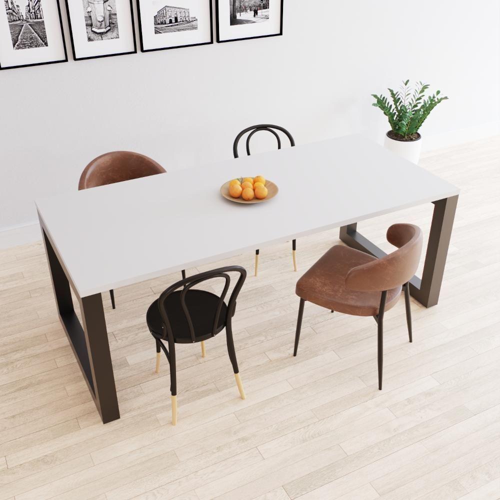 Mesa De Jantar Bronx 200x90x77cm Brmj9200 Branco Tx - Est.preta Branco Tx/est.preta - 4