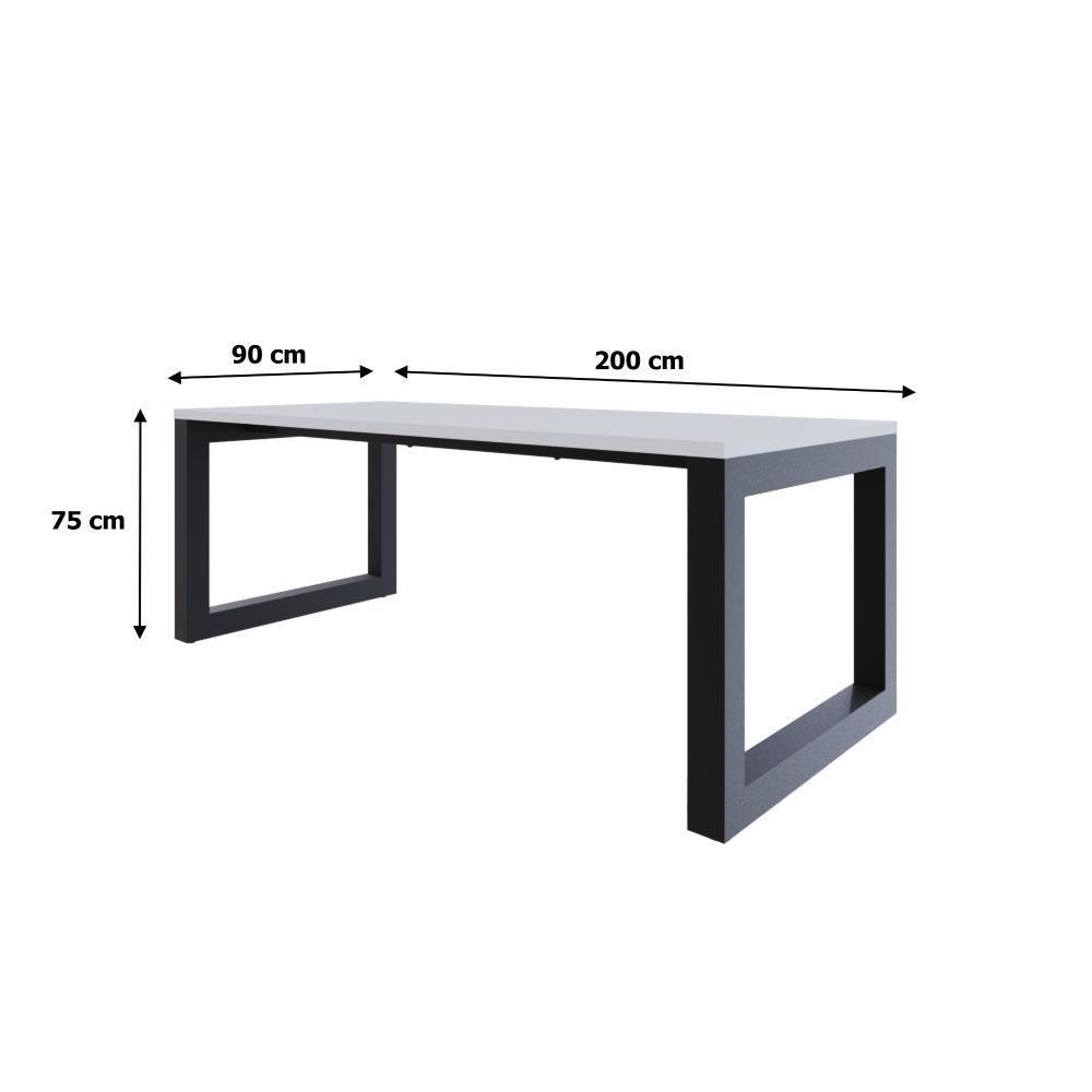 Mesa De Jantar Bronx 200x90x77cm Brmj9200 Branco Tx - Est.preta Branco Tx/est.preta - 6