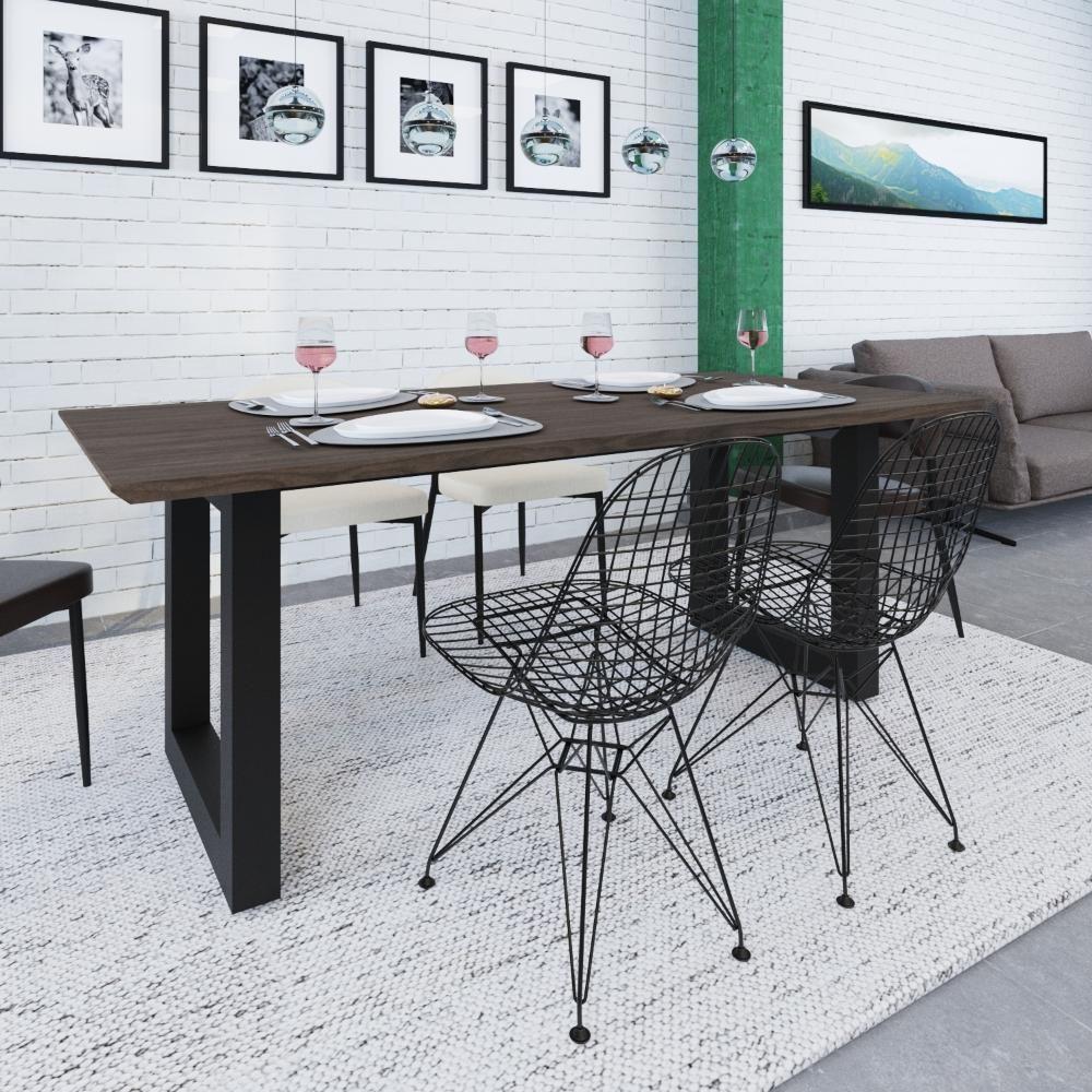 Mesa De Jantar Bronx Rg2 200x90x77cm Brmj9200rg2 Terracota - Est.preta Terracota/est.preta - 2