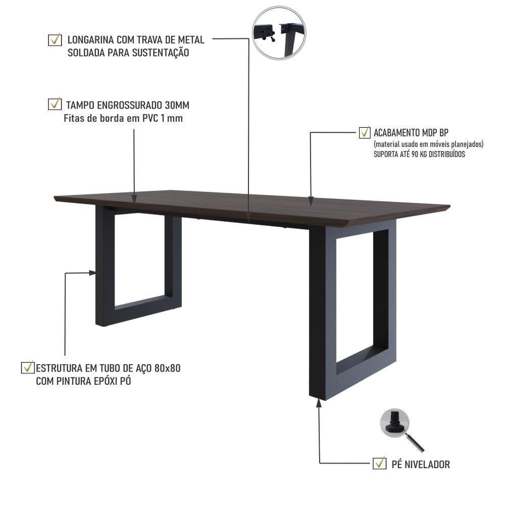 Mesa De Jantar Bronx Rg2 200x90x77cm Brmj9200rg2 Terracota - Est.preta Terracota/est.preta - 3