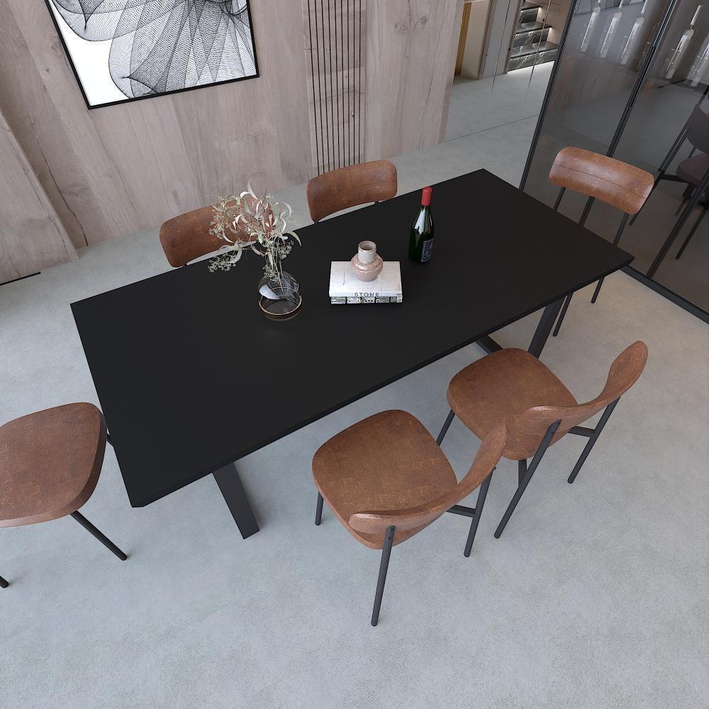 Mesa De Jantar Queens Rg2 200x90x77cm Qemj9200rg2 Preto Tx - Est.preta Preto Tx/est.preta - 4