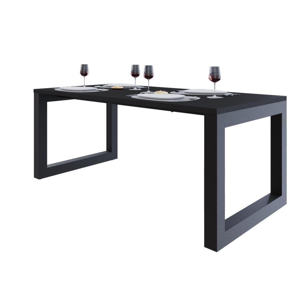Mesa De Jantar Bronx 180x90x77cm Brmj9180 Preto Tx - Est.preta Preto Tx/est.preta - 5